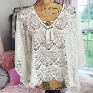 Express Crochet Lace Boho Top Sz XS - S